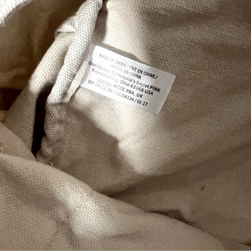 Victoria's Secret “LOVE PINK” Bottom Logo Beige/White Full Size Backpack Canvas - Picture 8 of 8